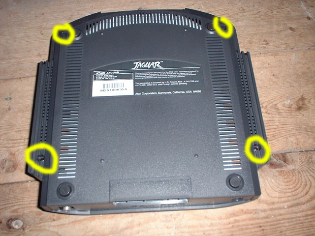The underside of the Jag, screws marked